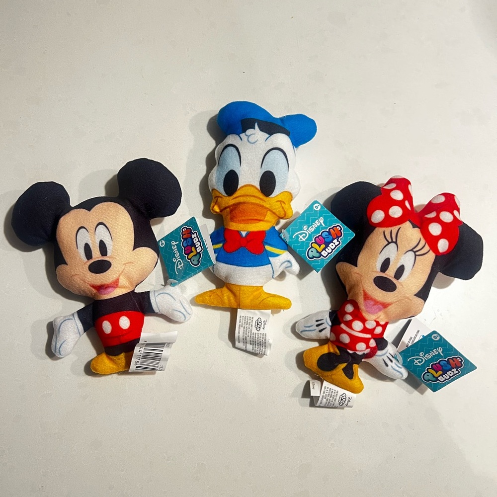 NEW! Rare Plush Budz Toy Set - Mickey, Donald Duck, and Minnie